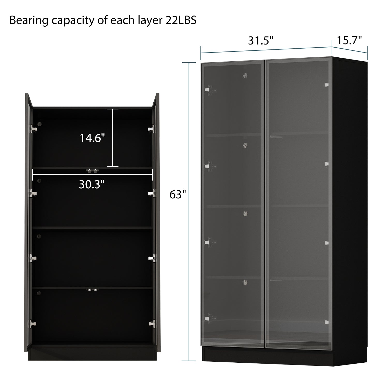 Display Cabinet Bookcase Stand Trophy Showcase with Lights and Glass Doors