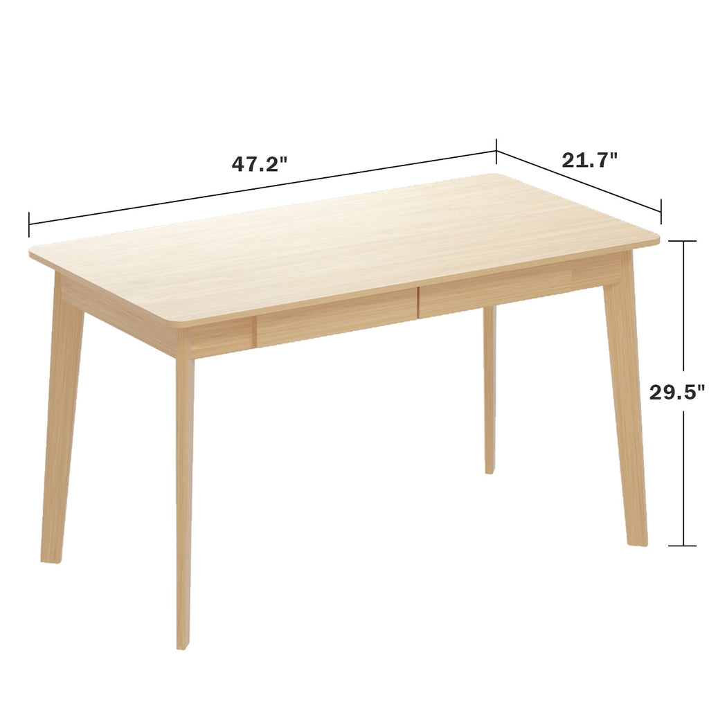Wooden Minimalist Desk Wide Study Desk Sturdy & Stable 47.2"W