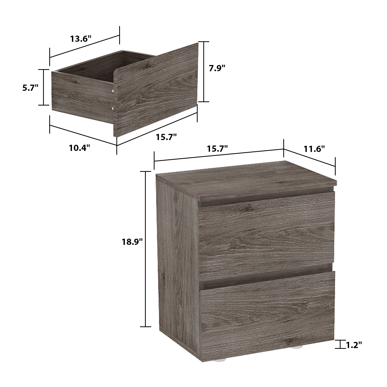 2-Drawer Chest Dresser Sideboard Night Table in Bedroom