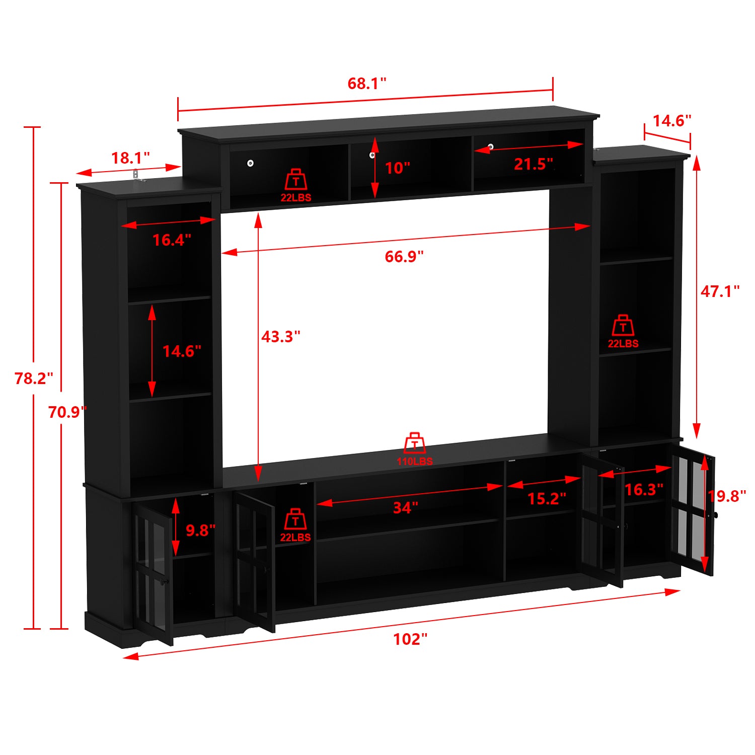 TV Bench Large Entertainment Center