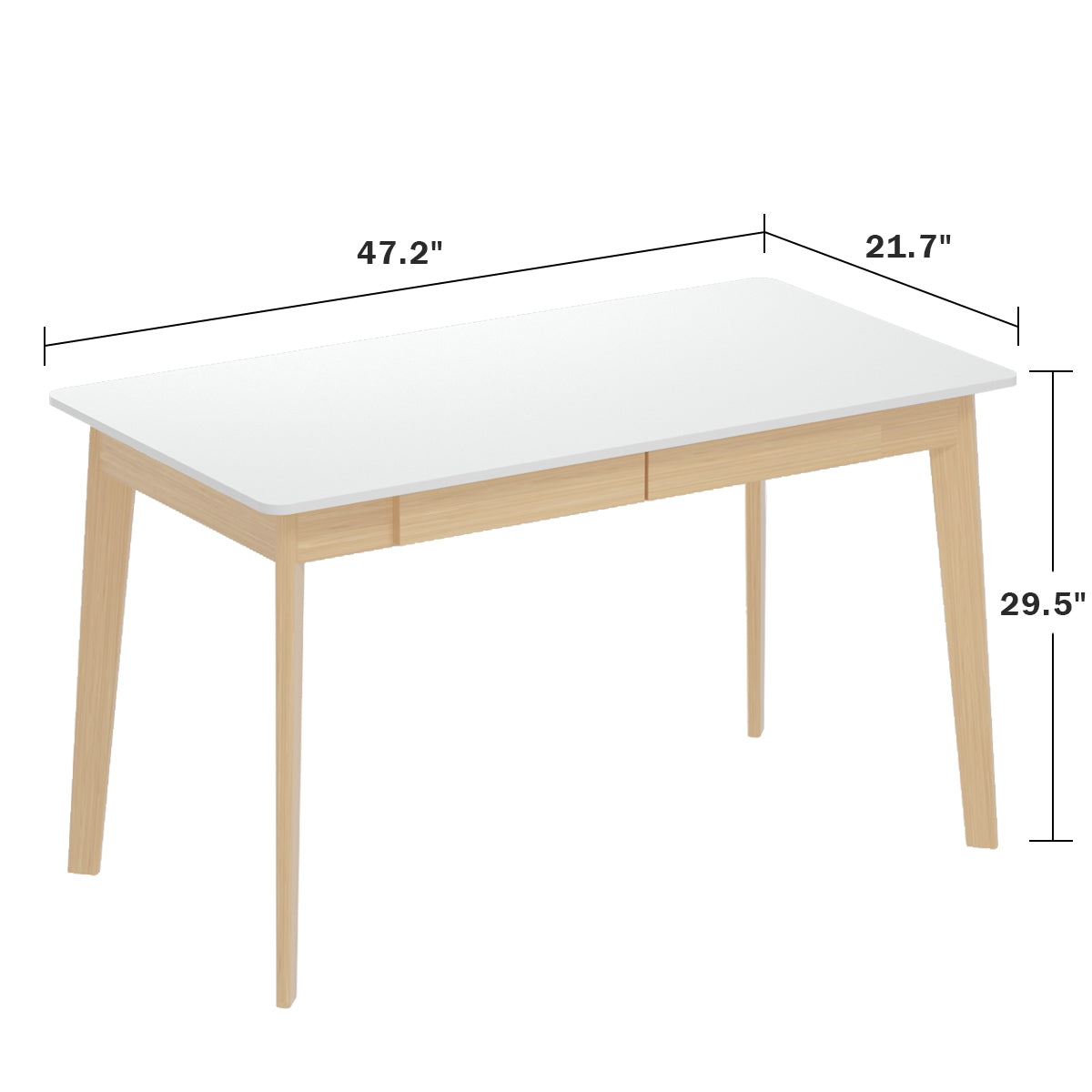 Wooden Minimalist Desk Wide Study Desk Sturdy & Stable 47.2"W
