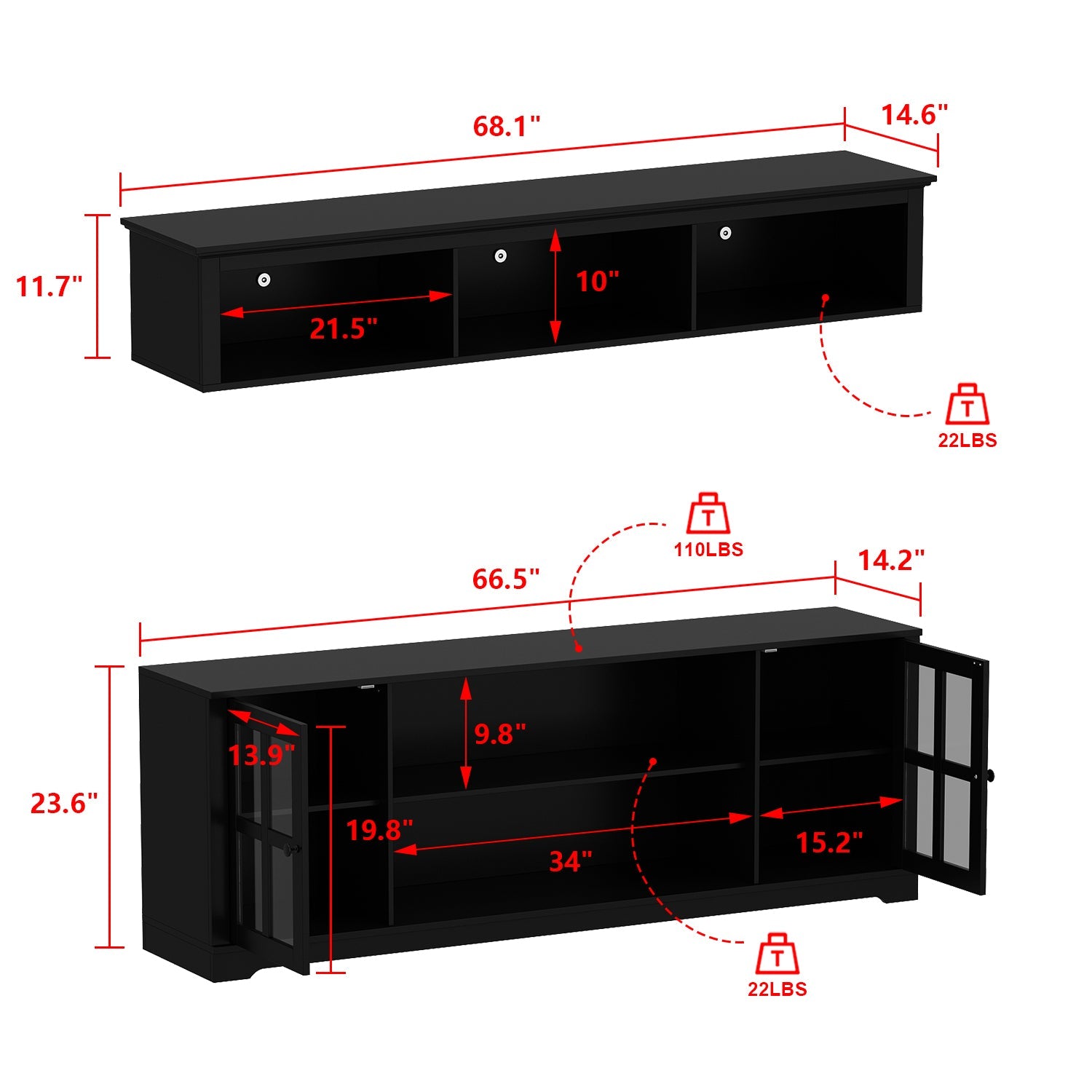TV Bench Large Entertainment Center