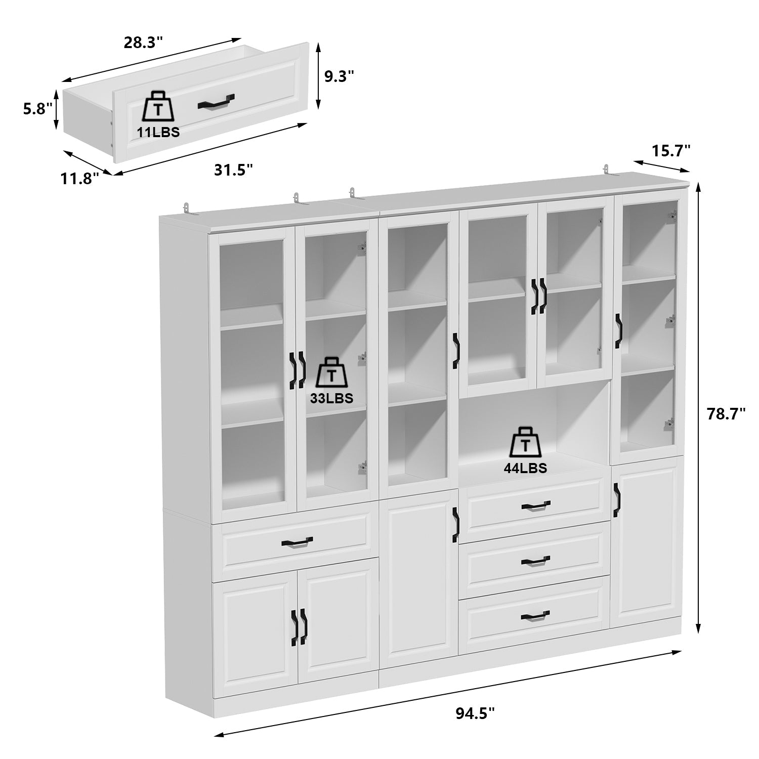 Large Display Cabinet Corner Shelf Storage Organizer Bookshelf in Combination