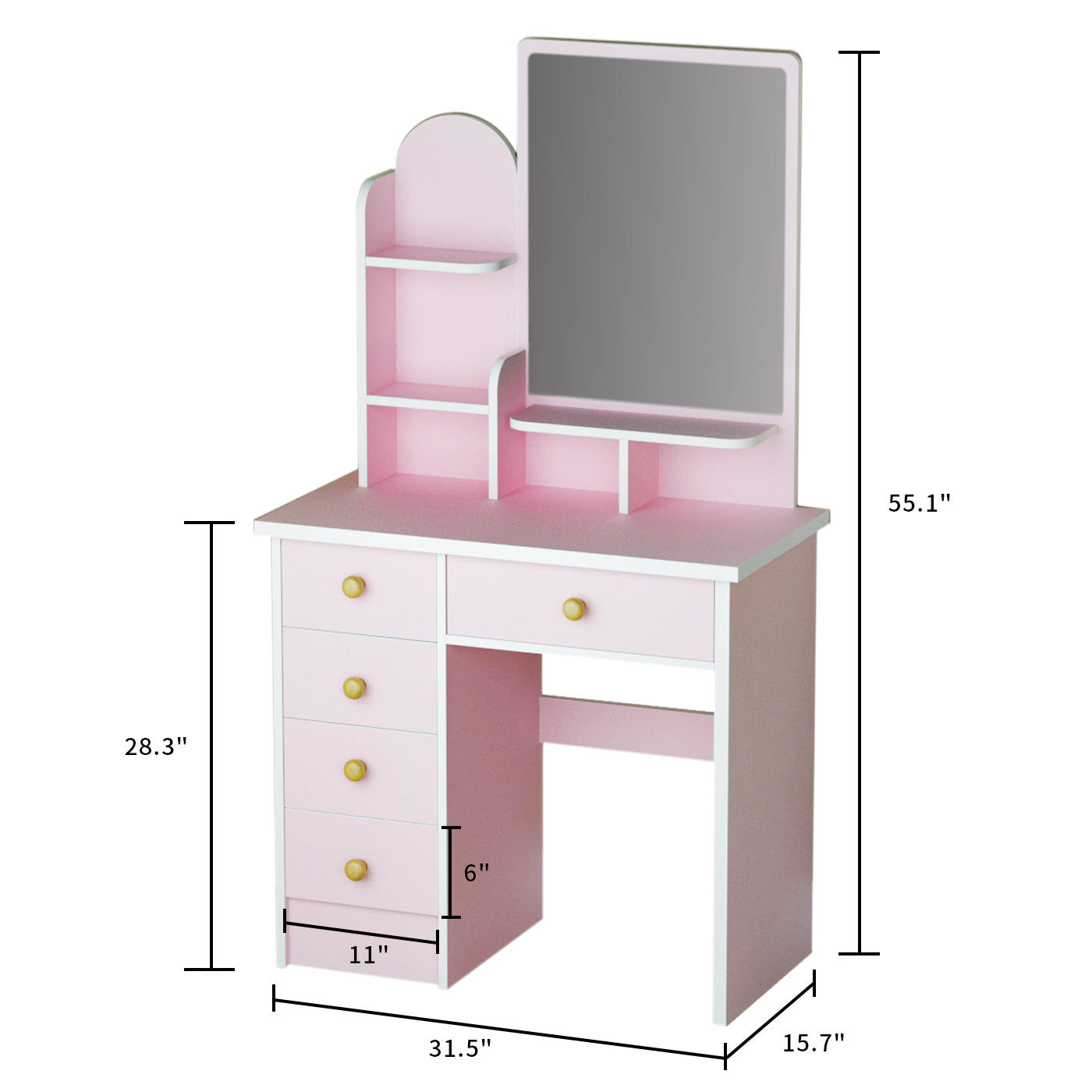 Makeup Vanity Dressing Table Dresser Set with 5 Drawers