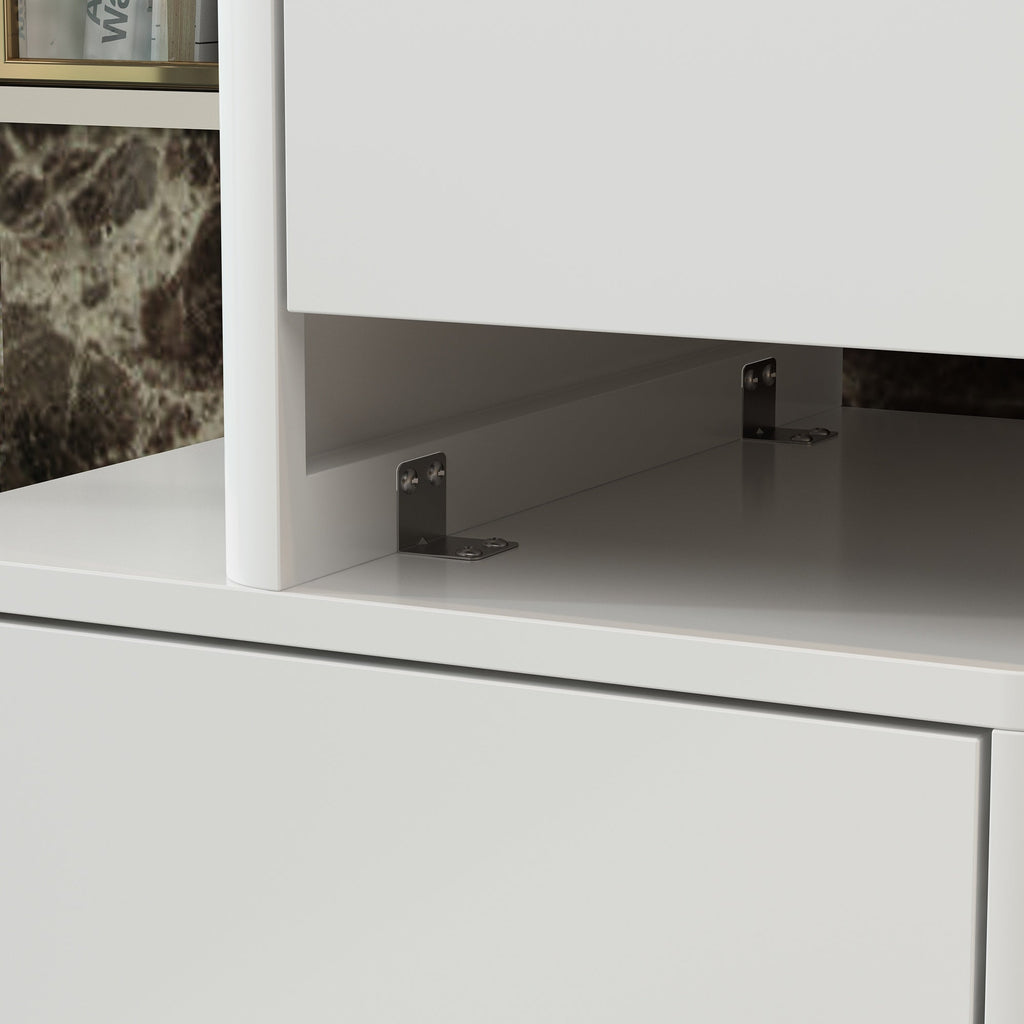 Elegant Makeup Vanity w/See-Through Glass Top and LED Mirror Dressing