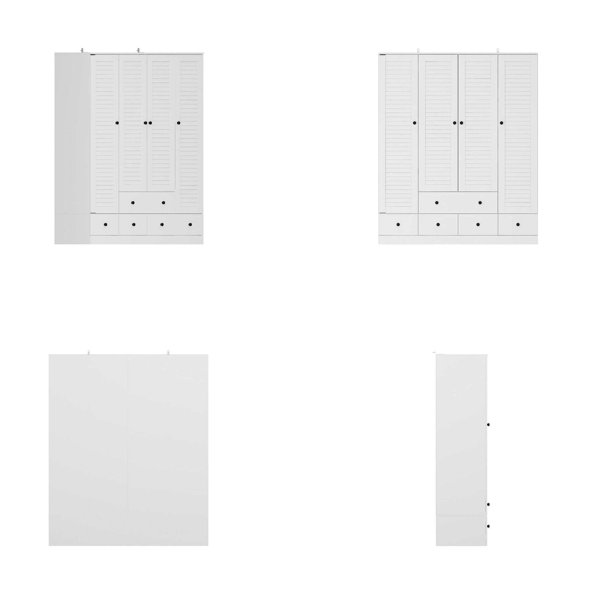 Large Wardrobe Closet Armoire Bedroom Storage Cabinet 4 Doors 5 Drawers