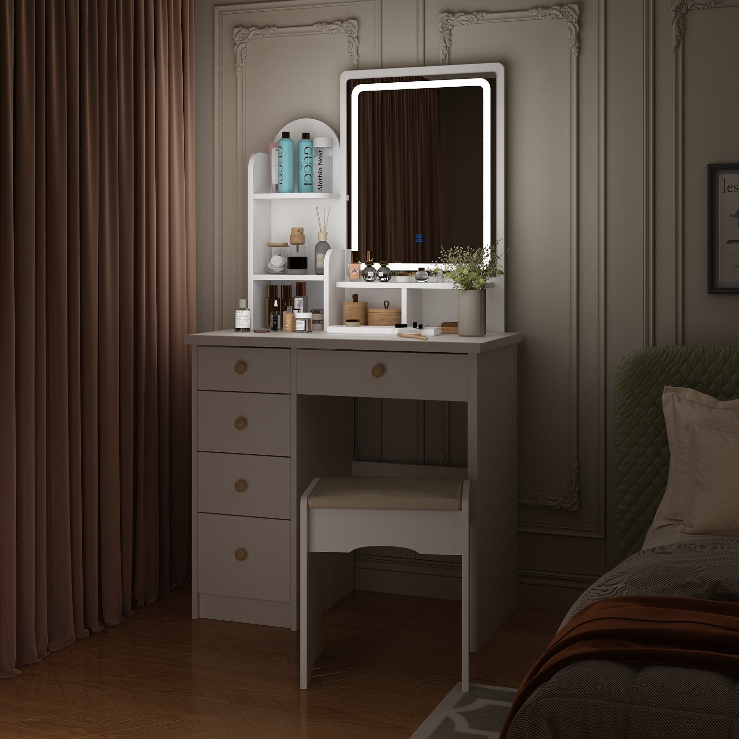 Makeup Vanity Dressing Table Dresser Set with 5 Drawers