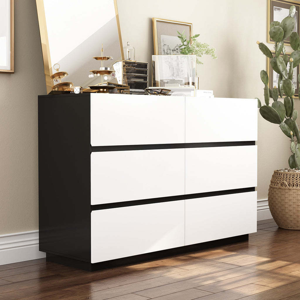 Modern 9-Drawer Double Dresser with Wide Drawers and Metal Handles for Bedroom or Living Room