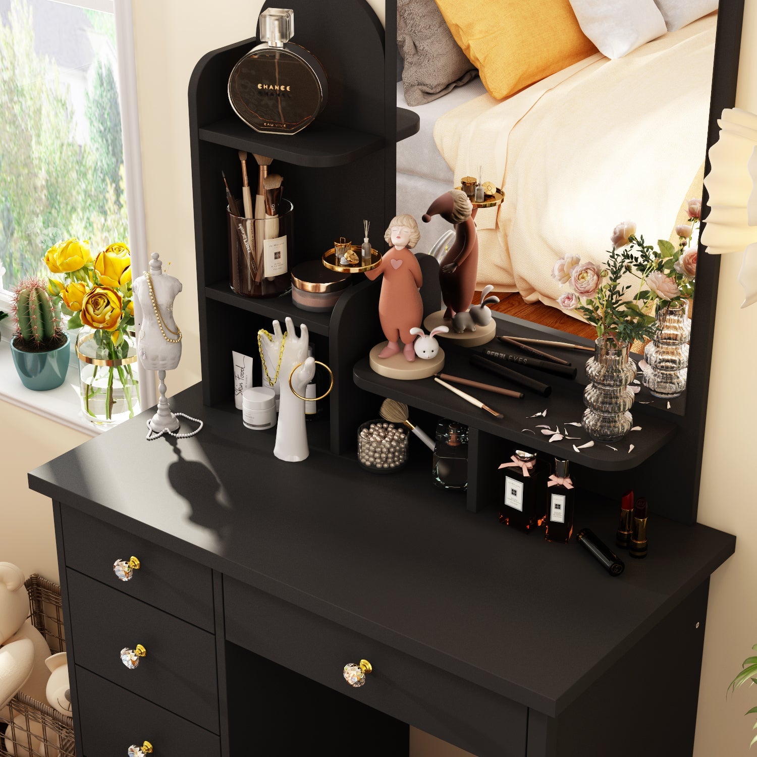 Makeup Vanity Dressing Table Dresser Set with 5 Drawers