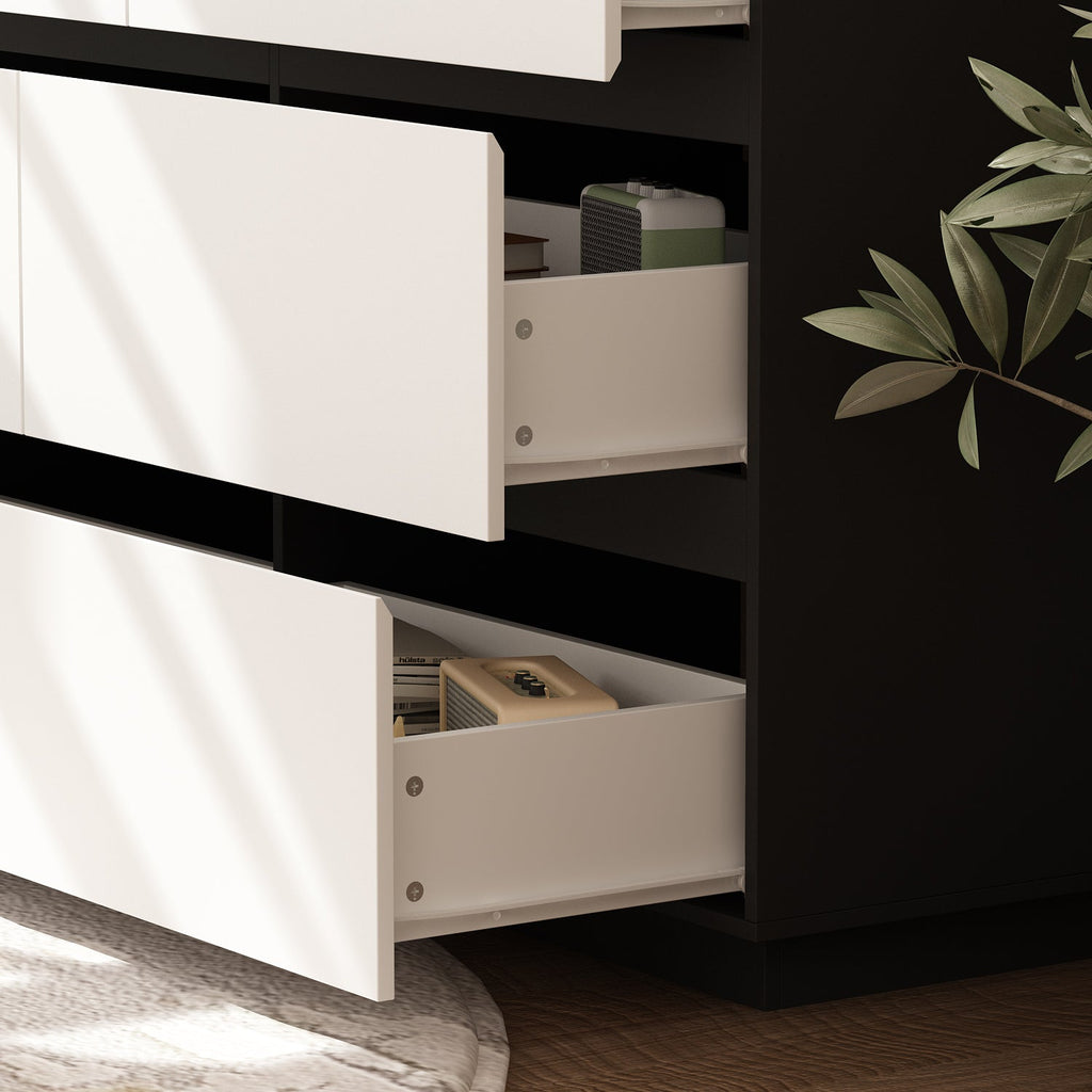 Modern 9-Drawer Double Dresser with Wide Drawers and Metal Handles for Bedroom or Living Room