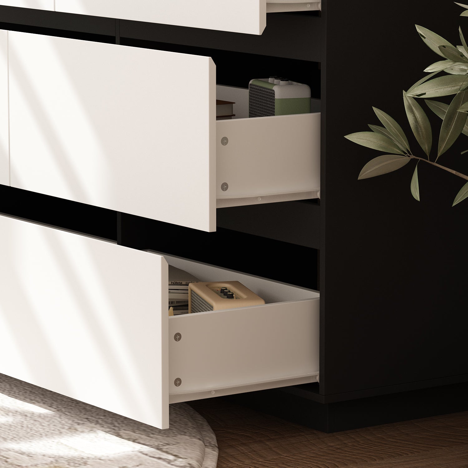 Modern 9-Drawer Double Dresser with Wide Drawers and Metal Handles for Bedroom or Living Room