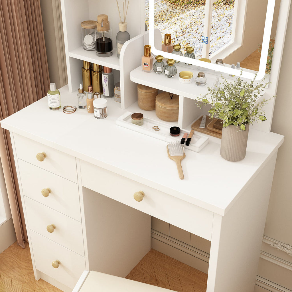 Makeup Vanity Dressing Table Dresser Set with 5 Drawers