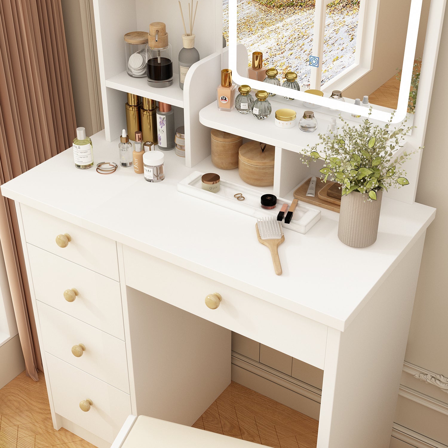 Makeup Vanity Dressing Table Dresser Set with 5 Drawers