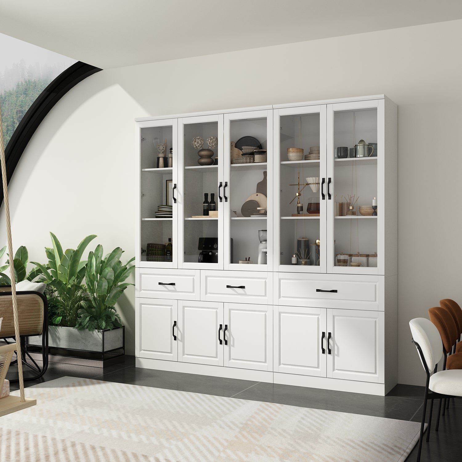 Large Display Cabinet Corner Shelf Storage Organizer Bookshelf in Combination