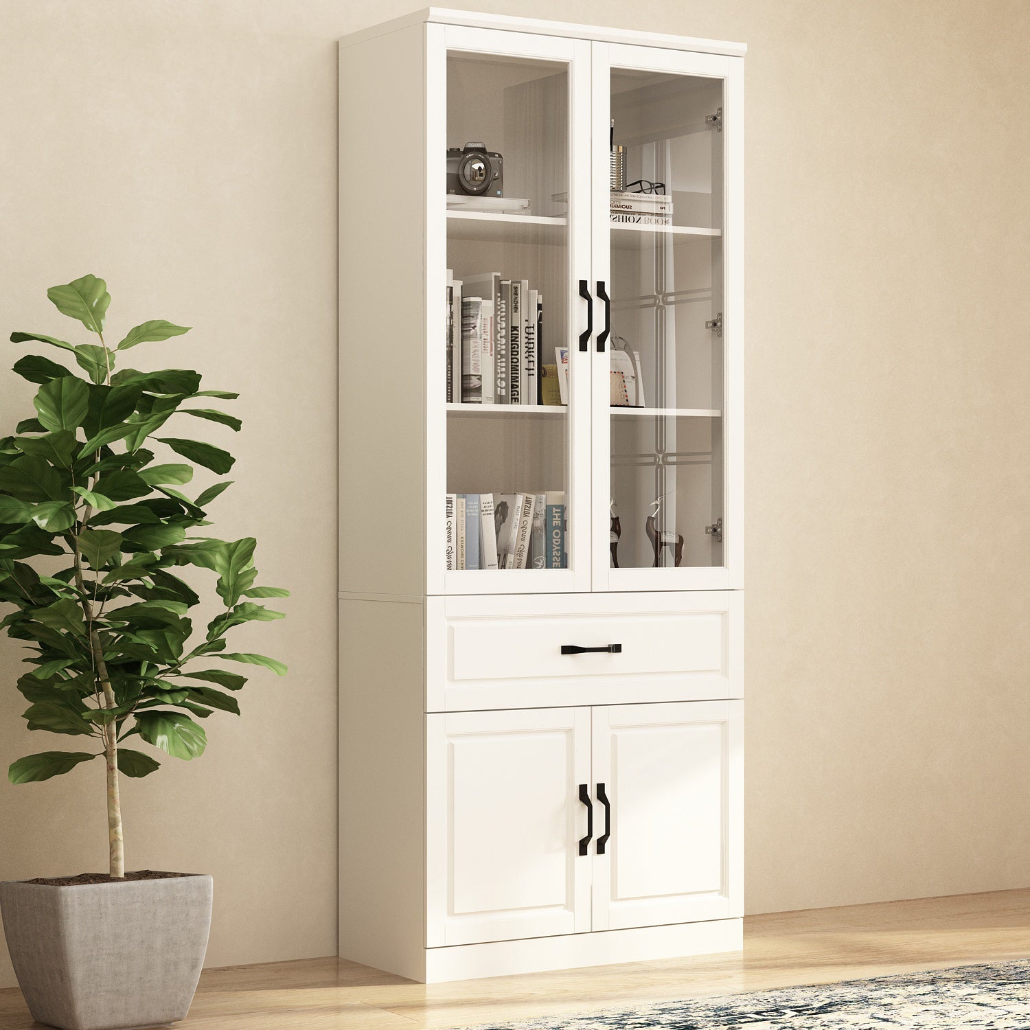 Large Display Cabinet Corner Shelf Storage Organizer Bookshelf in Combination