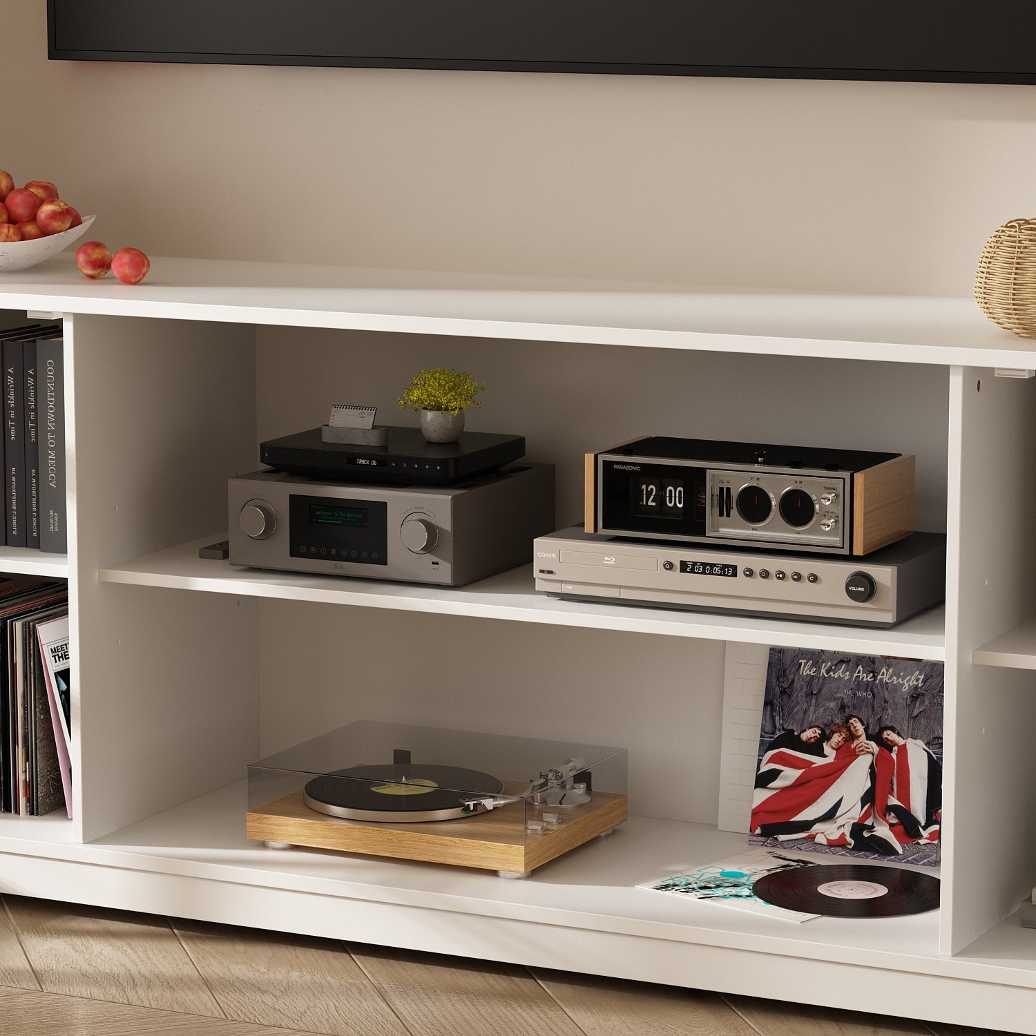 TV Stand Large Entertainment Wall Unit White Entertainment Center for Living Room