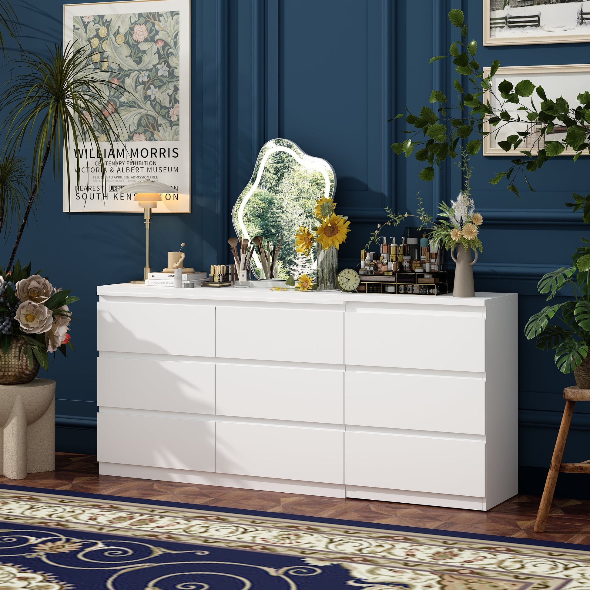 Convertible Vanity Table With 9 Drawers
