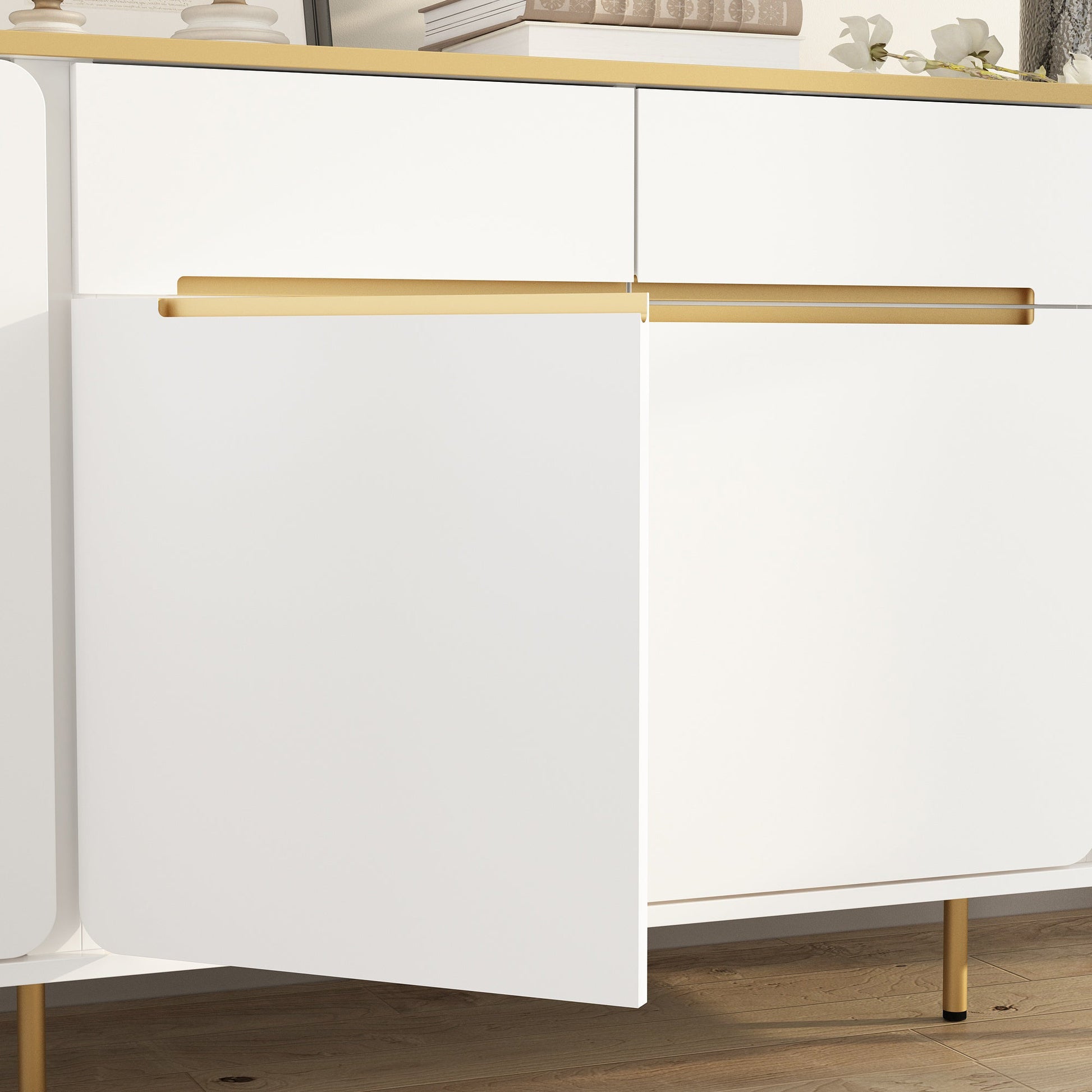 4-Door 2-Drawer Accent Chest With Glossy Surface