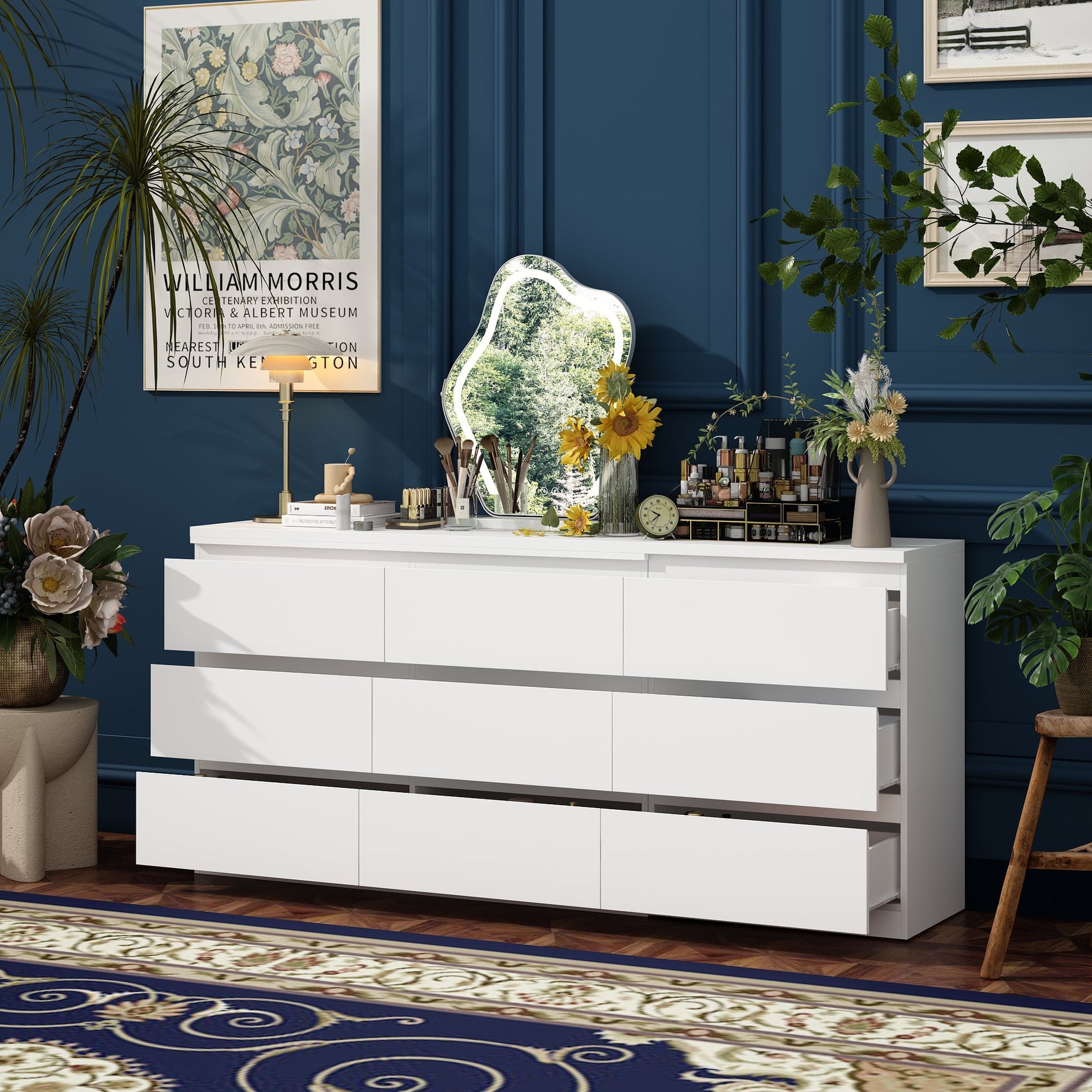 Convertible Vanity Table With 9 Drawers