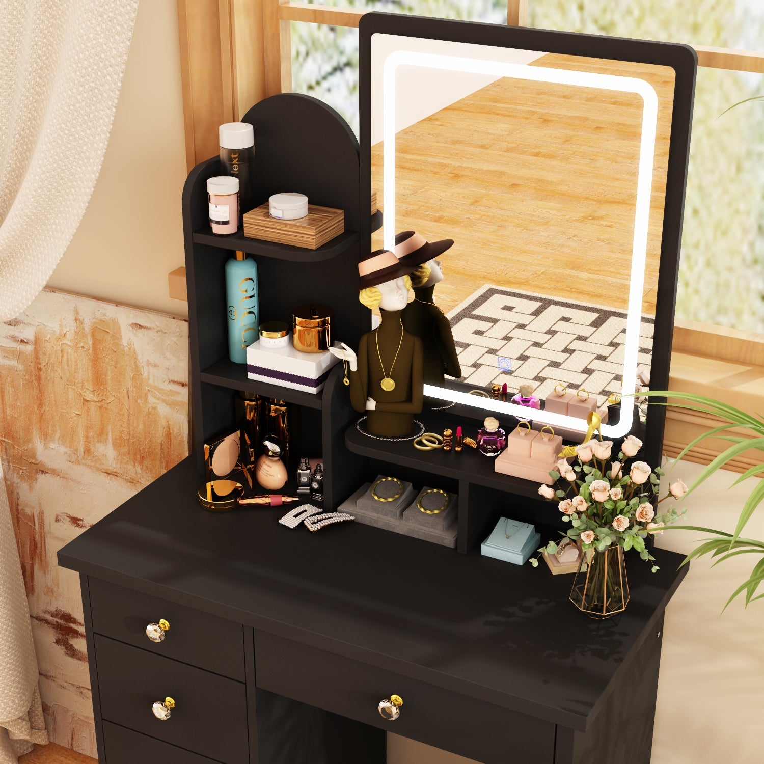 Makeup Vanity Dressing Table Dresser Set with 5 Drawers