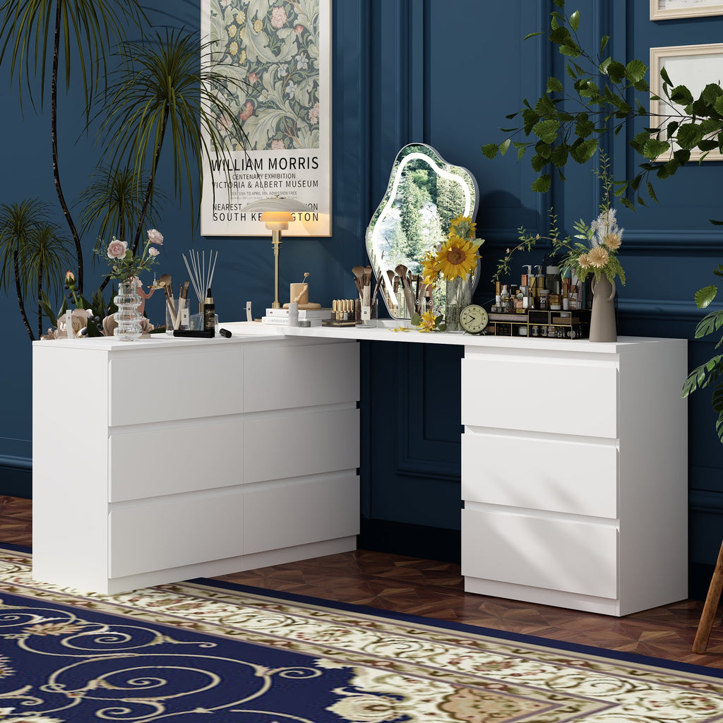 Convertible Vanity Table With 9 Drawers