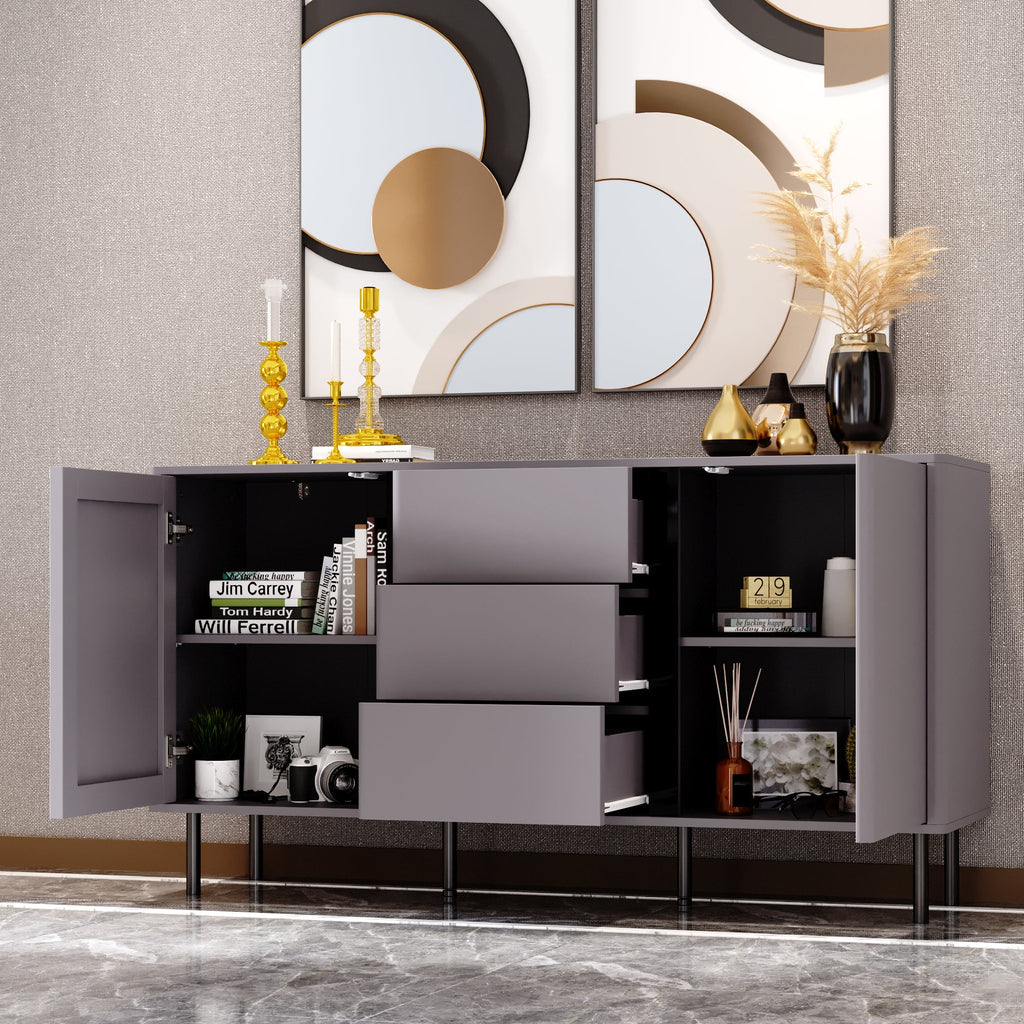 55'' Sideboard With Three Drawers And Two Lockers
