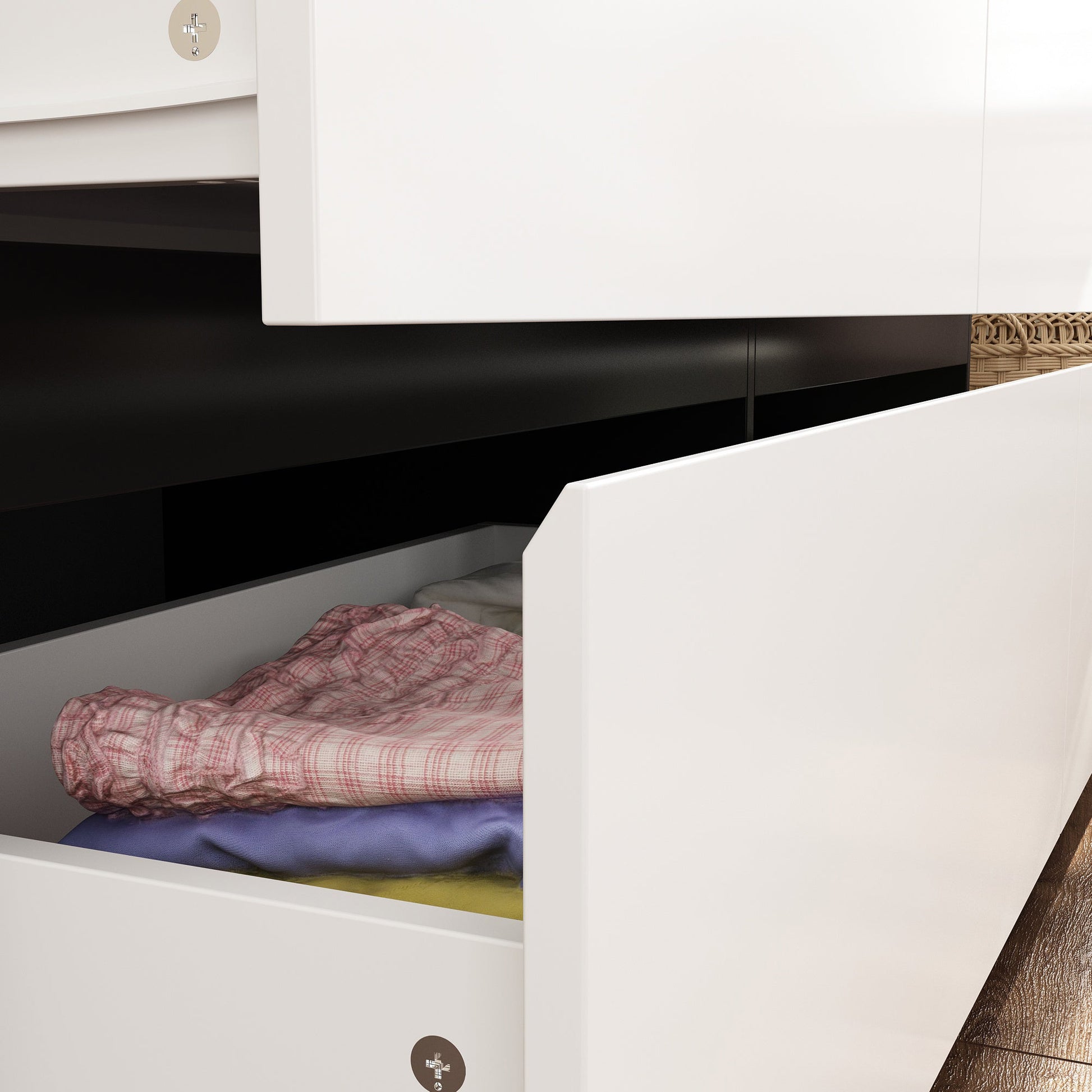 Modern 9-Drawer Double Dresser with Wide Drawers and Metal Handles for Bedroom or Living Room