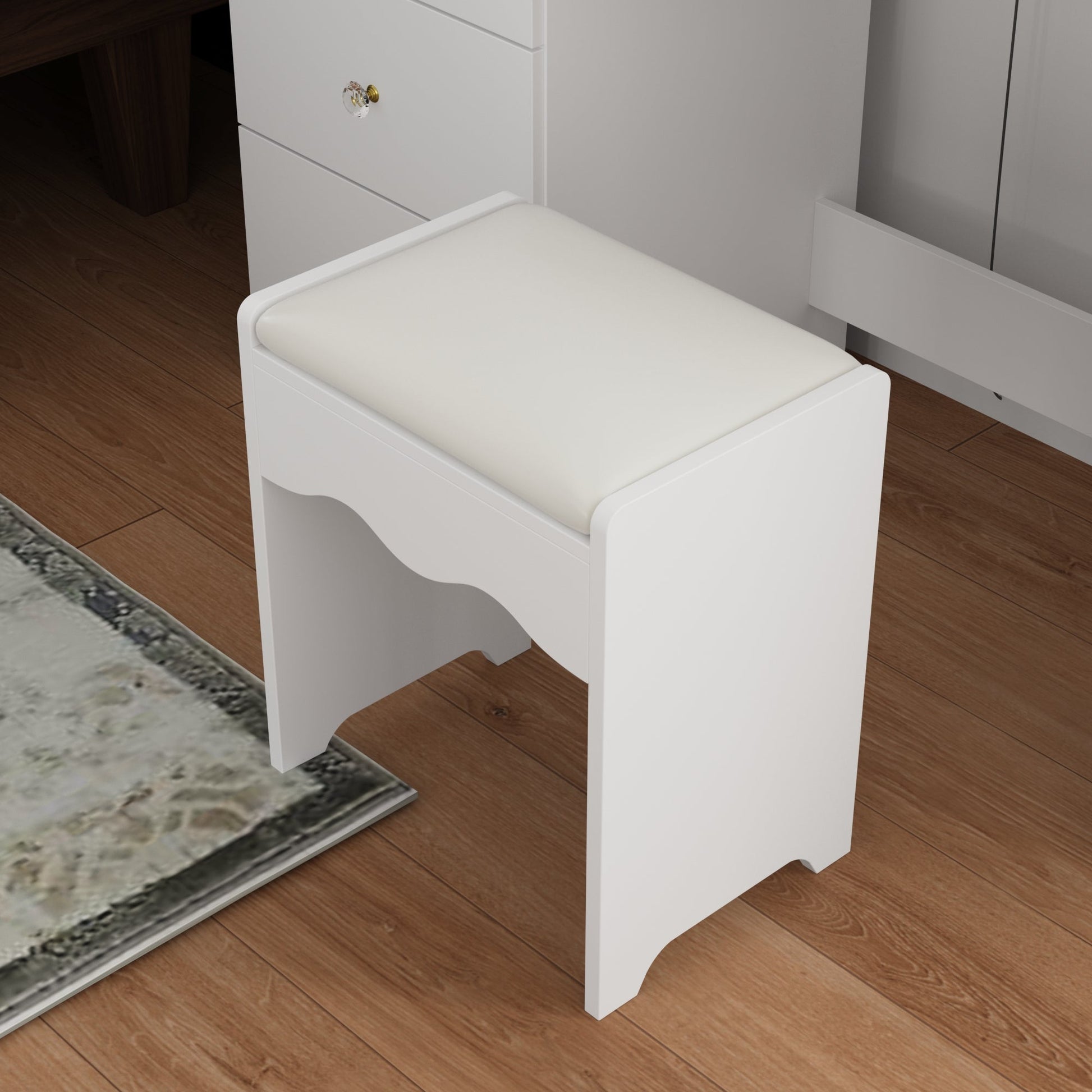 White Vanity Set With 3 Color Touch Screen Dimming Mirror