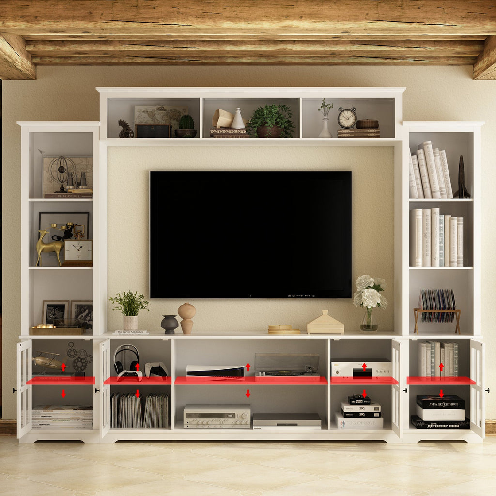 TV Stand Large Entertainment Wall Unit White Entertainment Center for Living Room