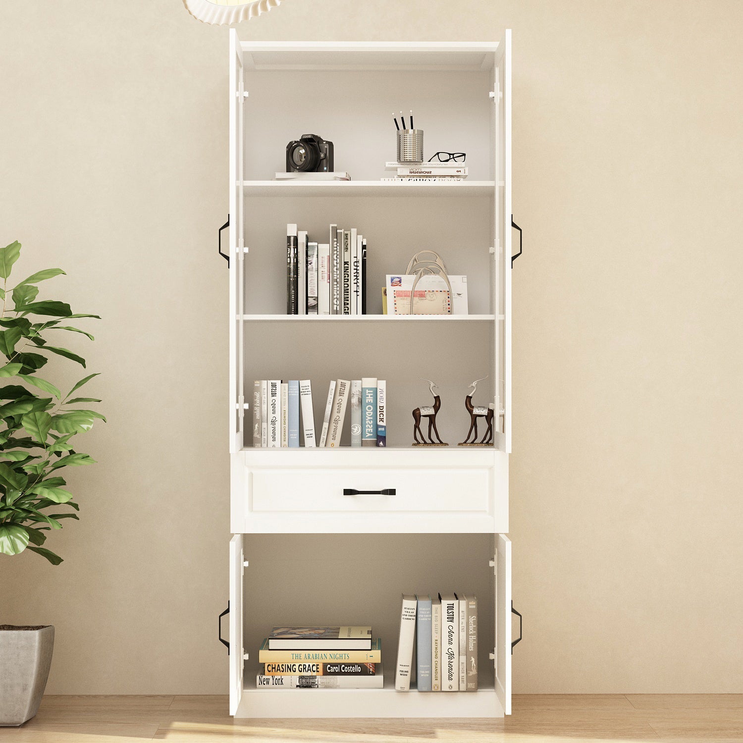 Large Display Cabinet Corner Shelf Storage Organizer Bookshelf in Combination