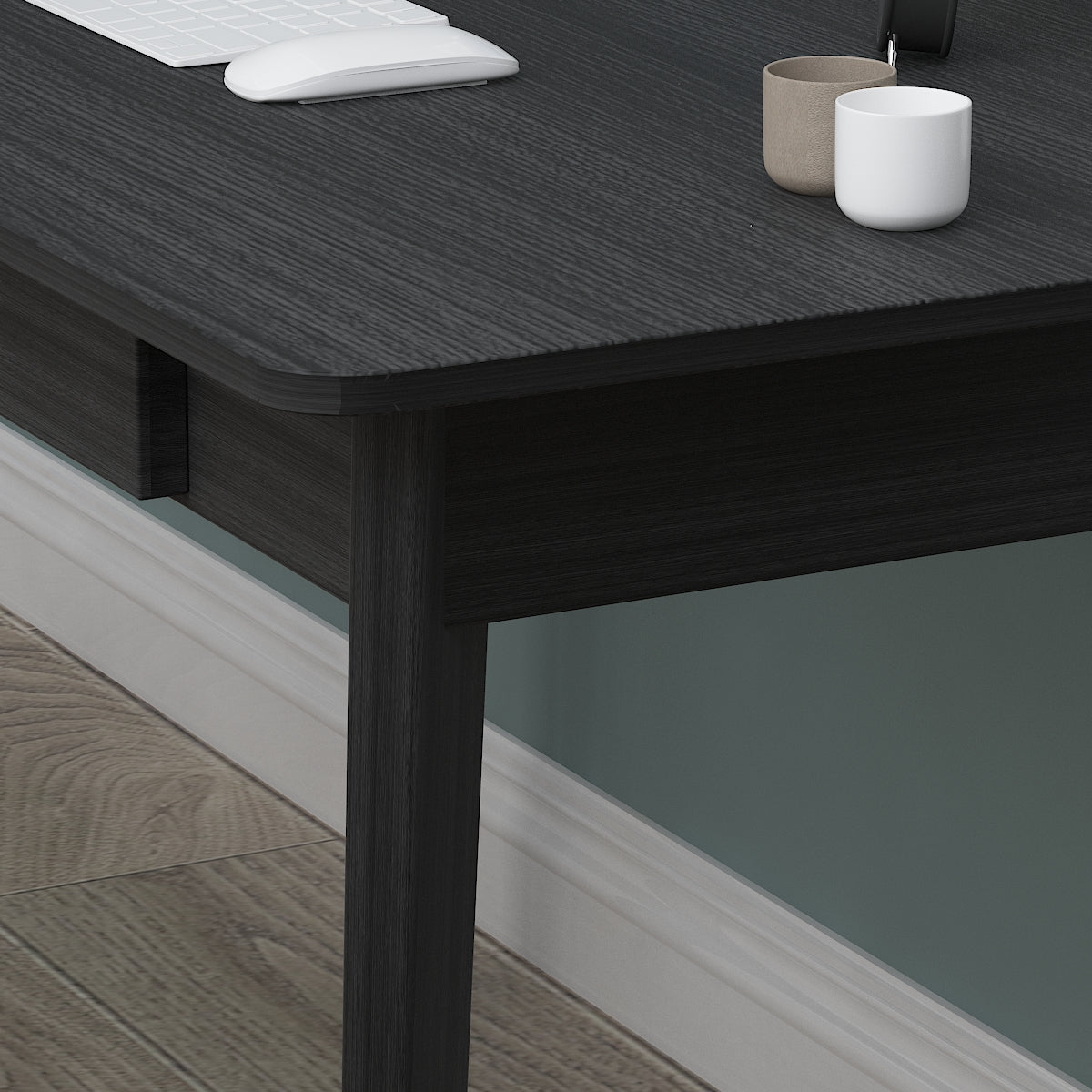 Wooden Minimalist Desk Wide Study Desk Sturdy & Stable 47.2"W