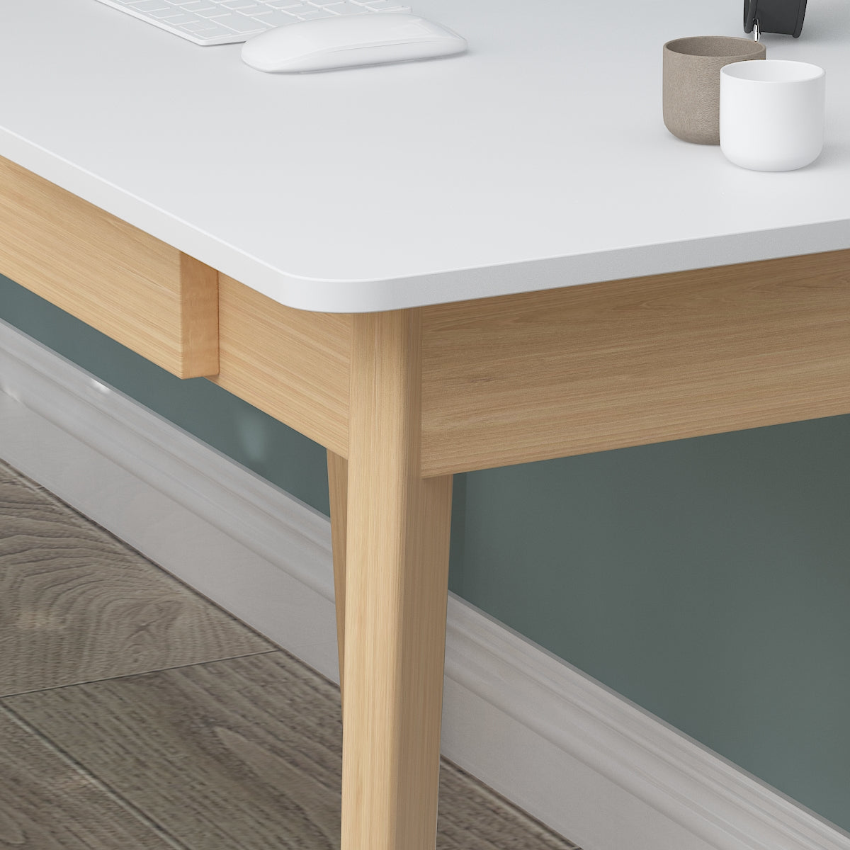 Wooden Minimalist Desk Wide Study Desk Sturdy & Stable 47.2"W