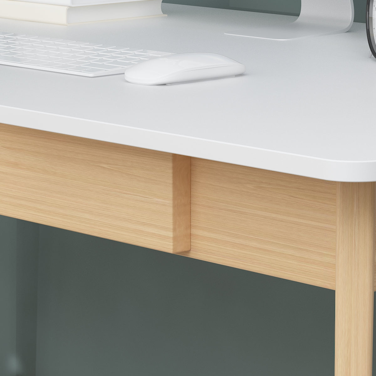 Wooden Minimalist Desk Wide Study Desk Sturdy & Stable 47.2"W