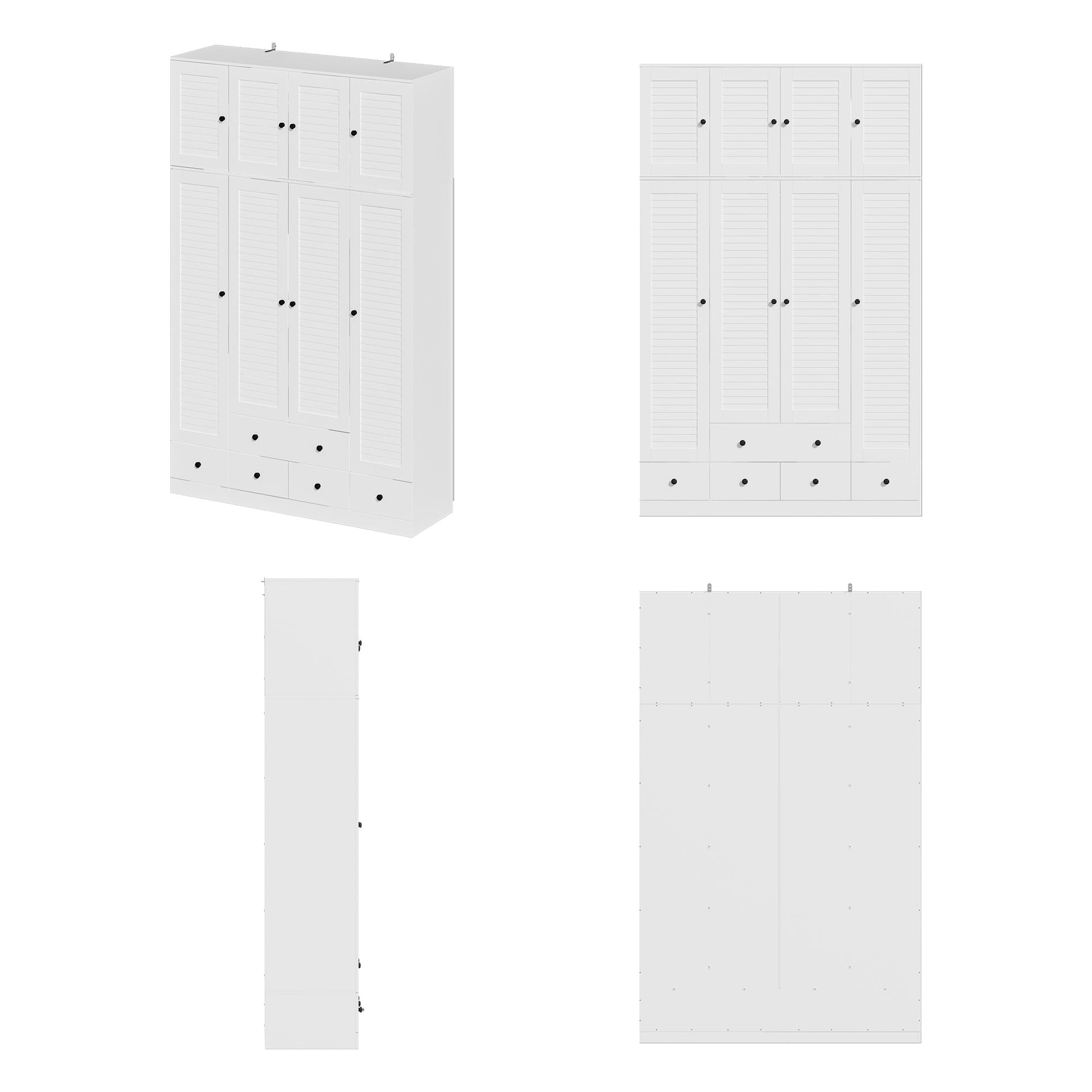 Large Wardrobe Closet Armoire Bedroom Storage Cabinet 4 Doors 5 Drawers