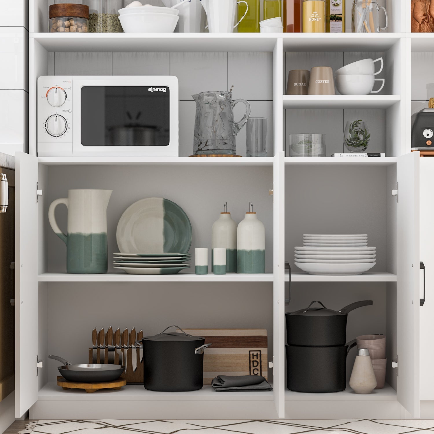 Large Storage Cabinet Kitchen Storage Cupboard with Doors Floor Cabinet for Living Room