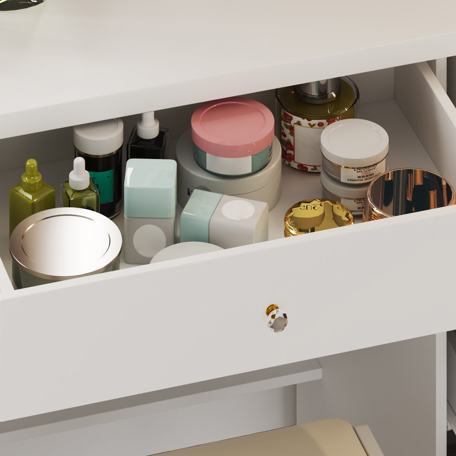 Large Vanity Set Makeup Vanity Dressing Table with Sliding Lighted Mirror 5 Drawers & Shelves