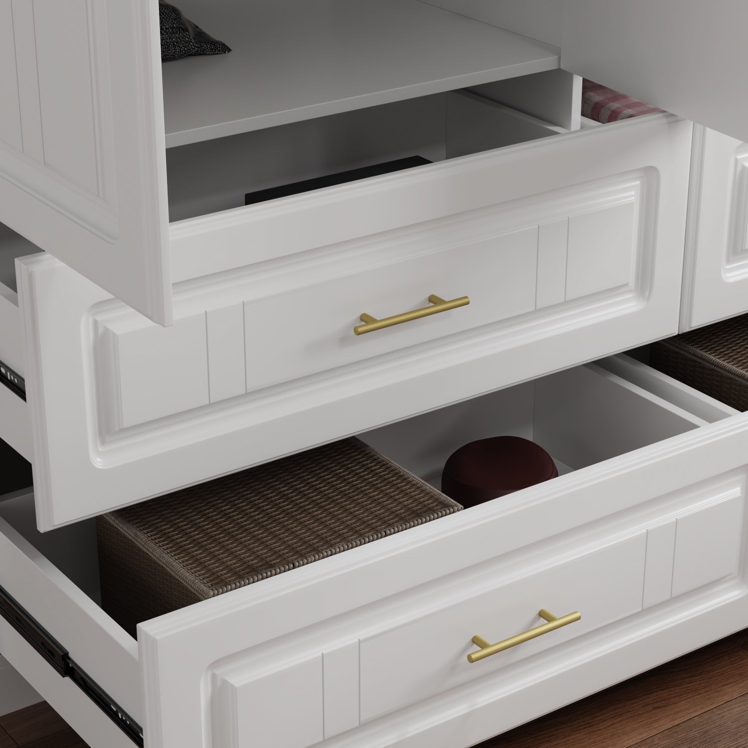 Family Cabinet Wardrobe Bedroom Armoire Home Closet 4 Doors and Drawers