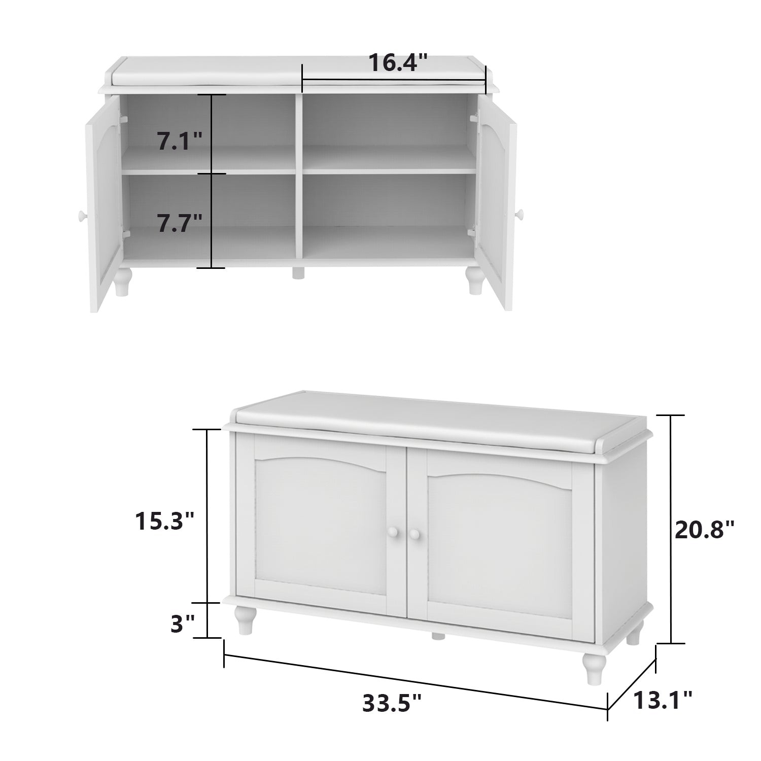 Shoe Bench Entryway Bench Cubby Shoe Rack Organizer with 2 Doors for Living Room Bedroom
