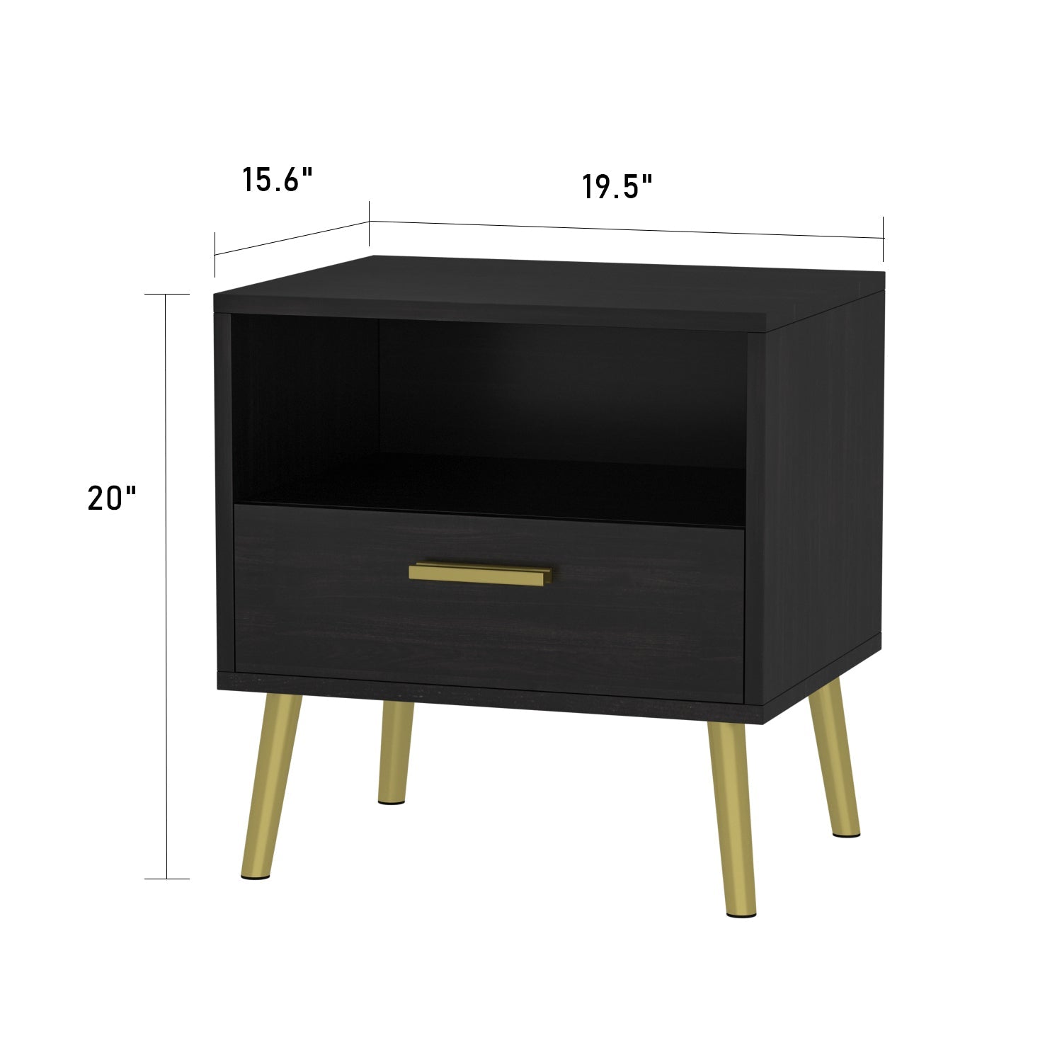 Small Bedside Cabinet 1 Open Shelf and 1 Drawer Storage Table Nightstand