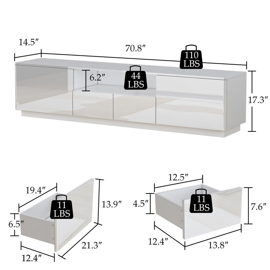 LED TV Stand Console Table Entertainment Center High Gloss