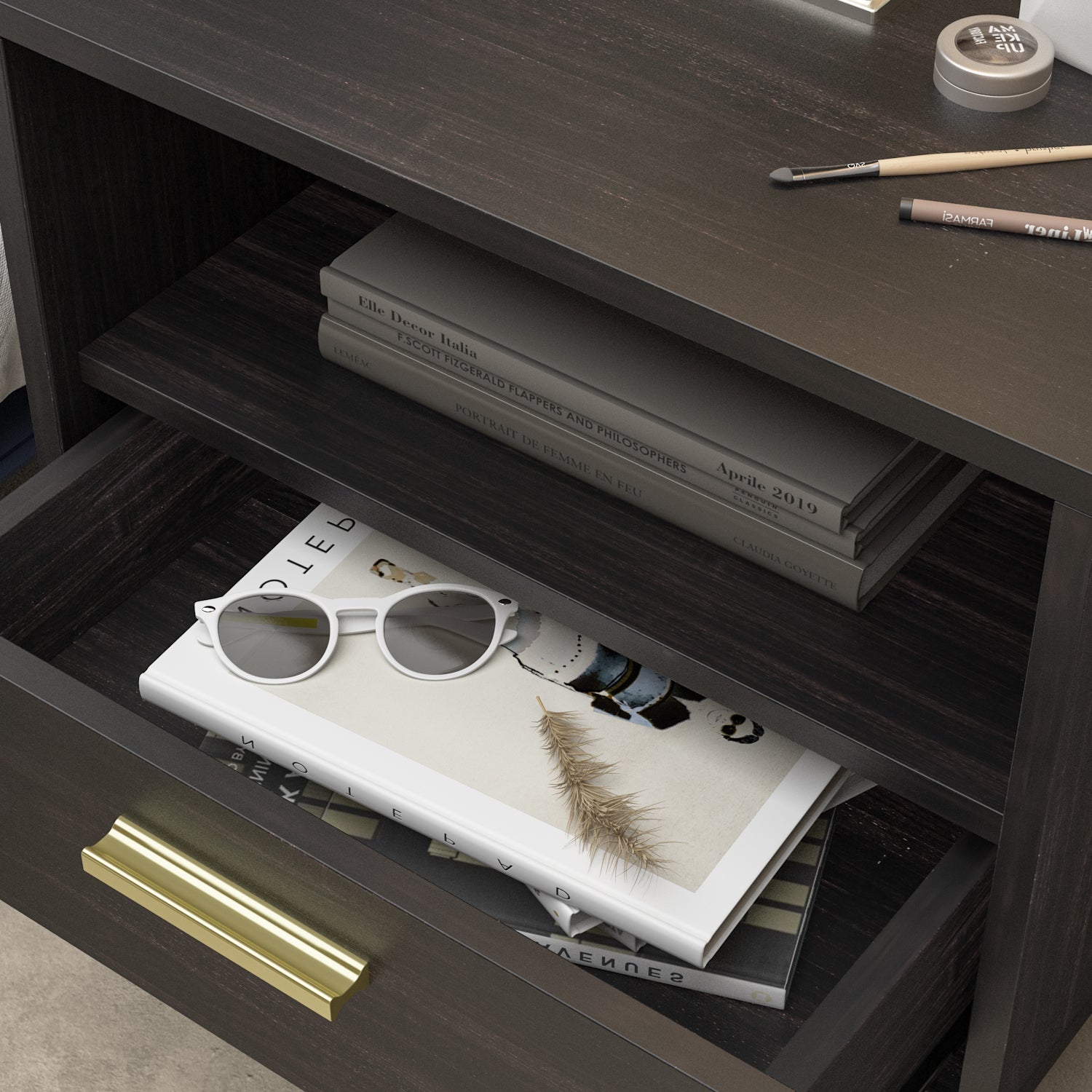 Small Bedside Cabinet 1 Open Shelf and 1 Drawer Storage Table Nightstand